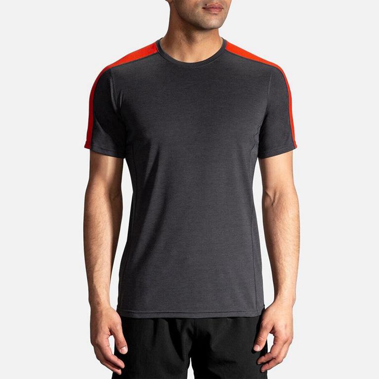 Brooks DISTANCE Short Sleeve Running Shirt Mens Canada - Grey (IZC382074)